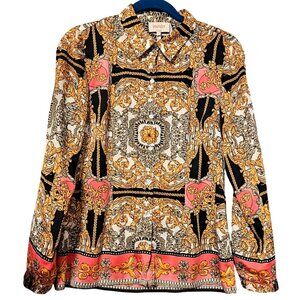 Laundry By Shelli Segal Womens Long Sleeve Baroque Print Blouse Size 6